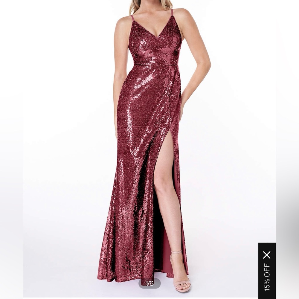 AZAZIE STELLAR- 
Mermaid Signature Sequin Floor-Length Dress Burgundy size A10